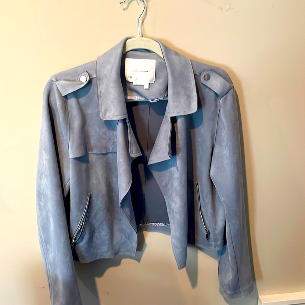 Anthropologie faux suede cropped jacket L
